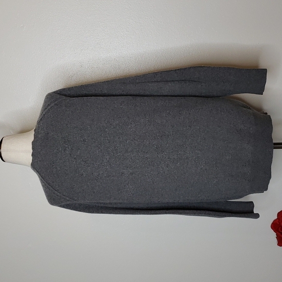 LOFT Ann Taylor Gray Wool Sweater Gold Sequin Pocket Tunic Slouchy Spring Top - Picture 7 of 9